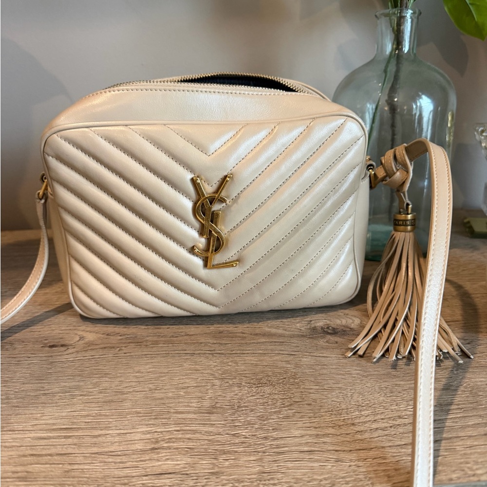 Yves Saint Laurent Ivory Quilted Crossbody Bag